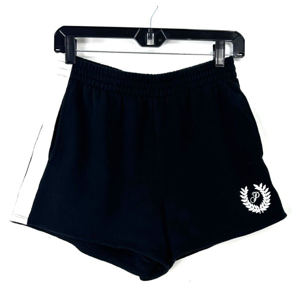 Victorias‎ Secret PINK Ivy Fleece Relaxed Campus High Rise Shorts Black S 1324R2